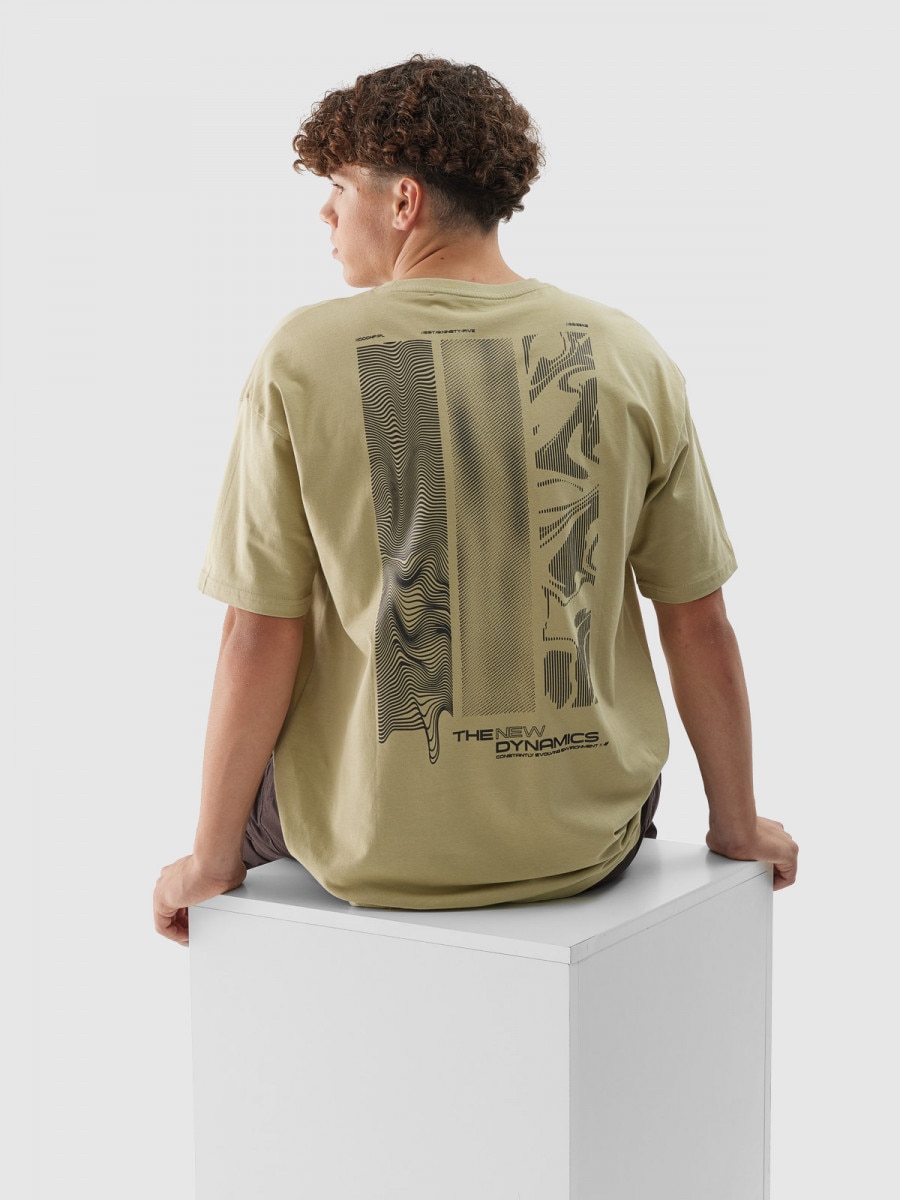 Męski t-shirt z nadrukiem 4F 4FWAW24TTSHM1654 - zielony