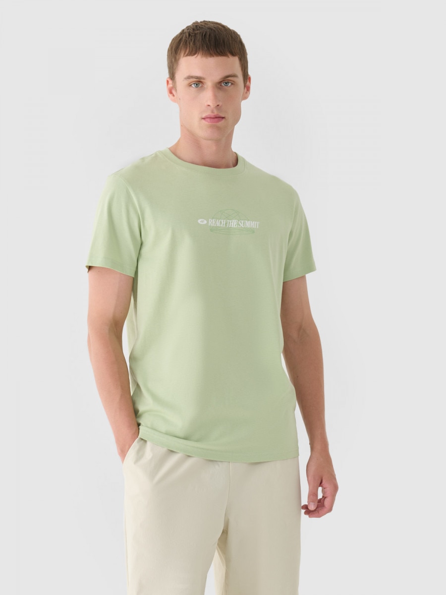 Męski t-shirt z nadrukiem 4F 4FRAW24TTSHM2579 - zielony
