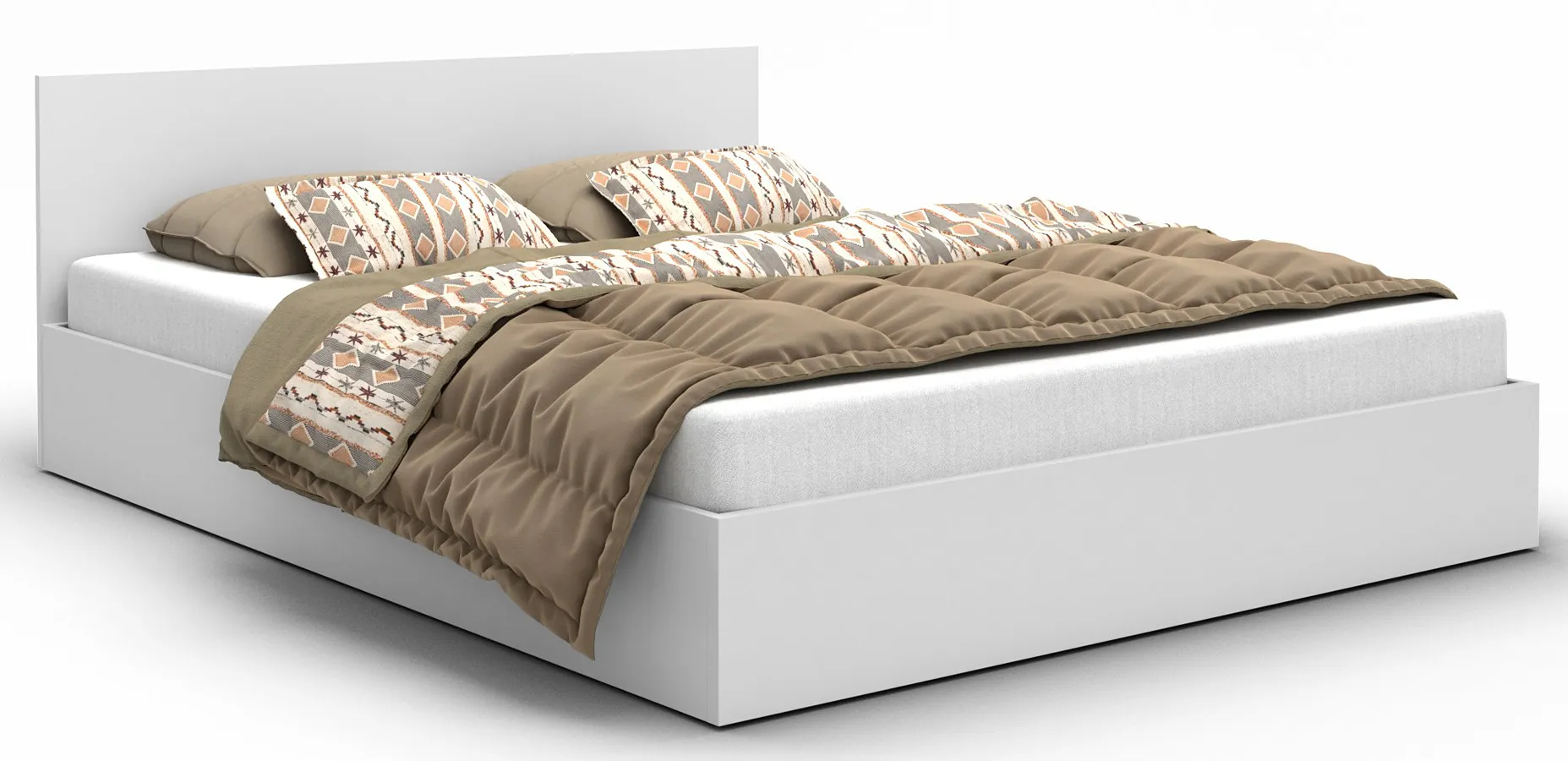 Białe Małżeńskie Łóżko Z Pojemnikiem 160X200 B7-Z38
