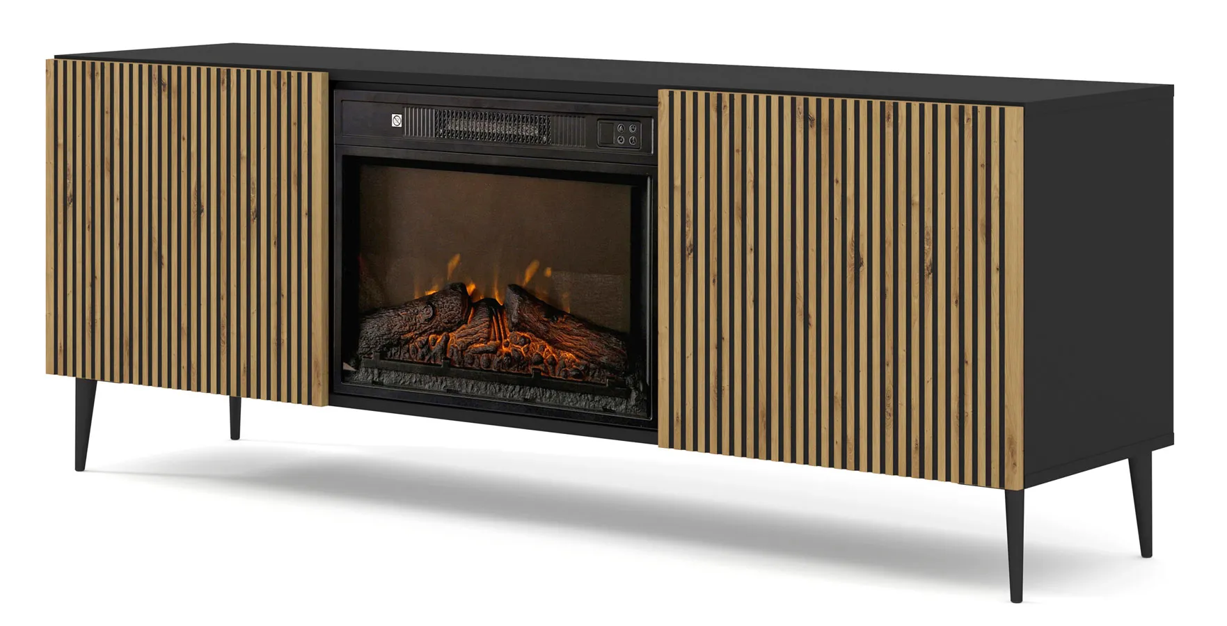 Szafka RTV z frezowanym frontem i kominkiem G1-H40