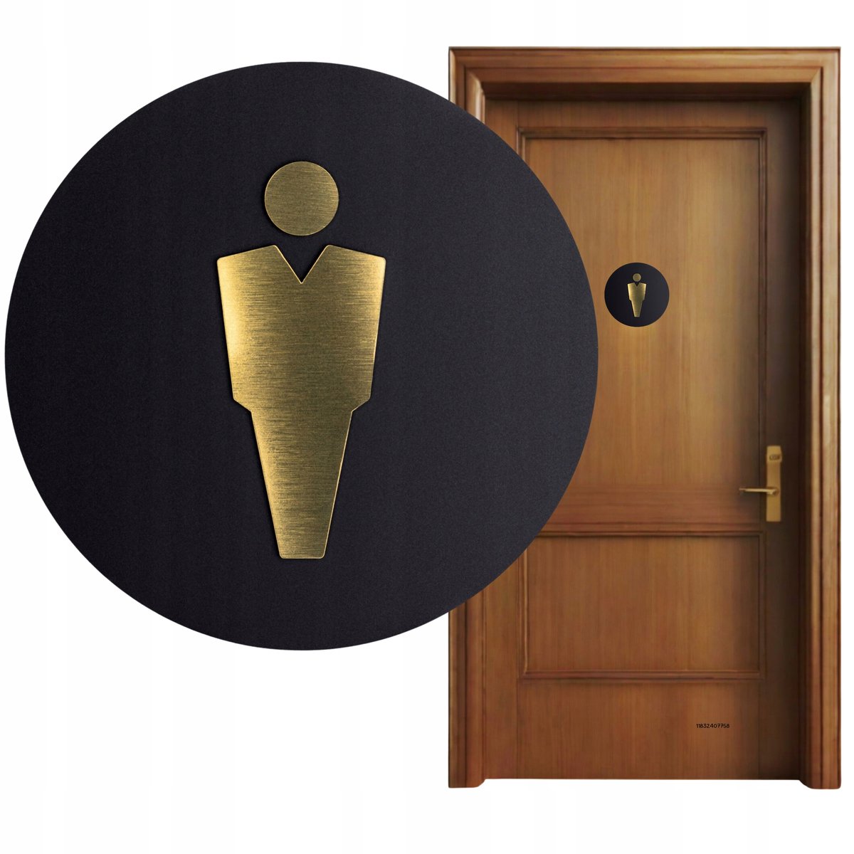 TABLICZKA TOALETA WC PIKTOGRAM MĘSKA OZNACZENIE NA DRZWI GRAWER CZARNY 14CM