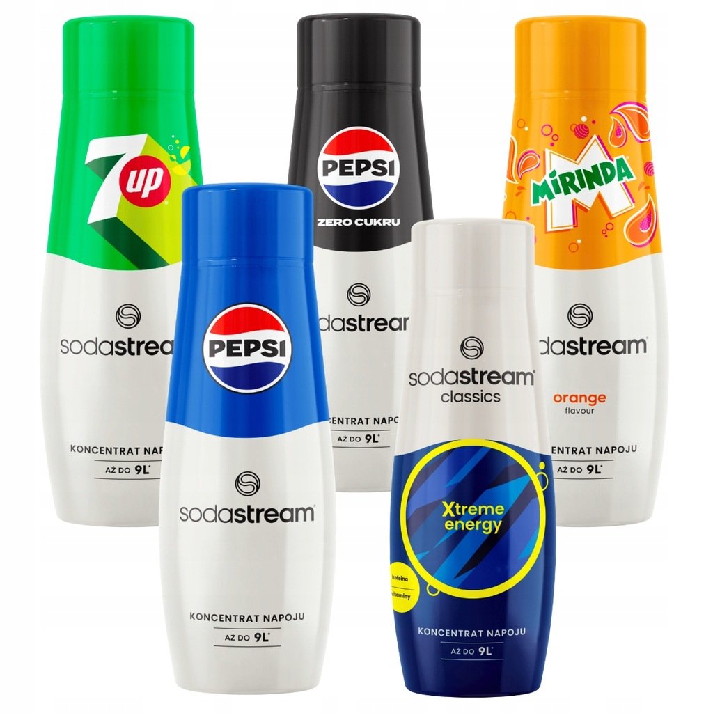 SodaStream zestaw syropów, koncentratów 7up, Pepsi,P Max, Mirinda, Xtreme