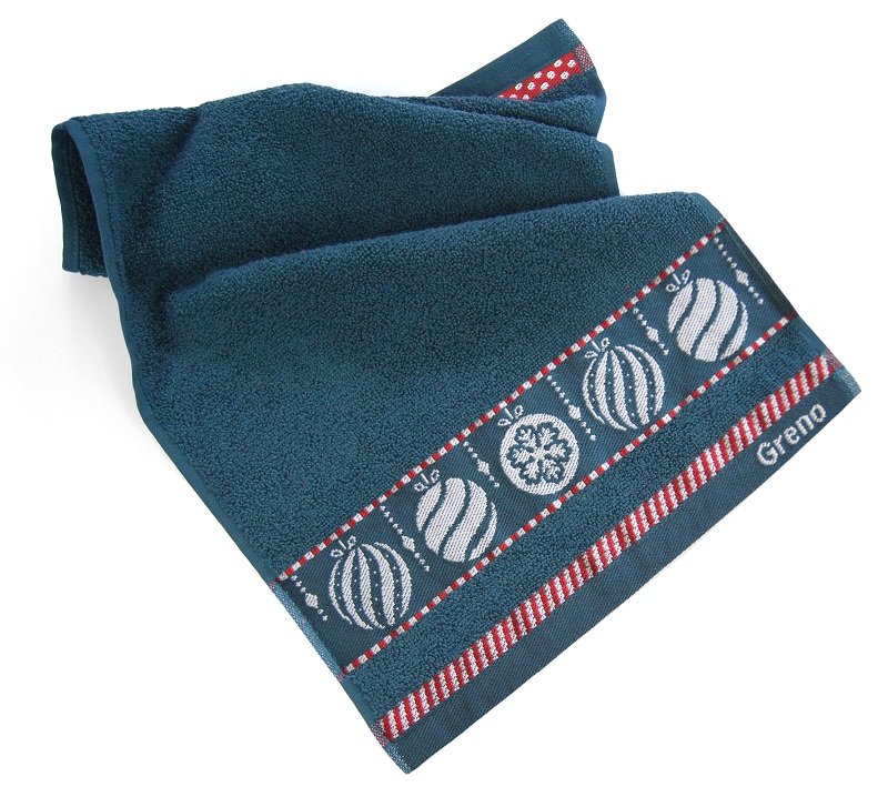 Ręcznik świąteczny do rąk Xmas mess bombki 30x50 zielony