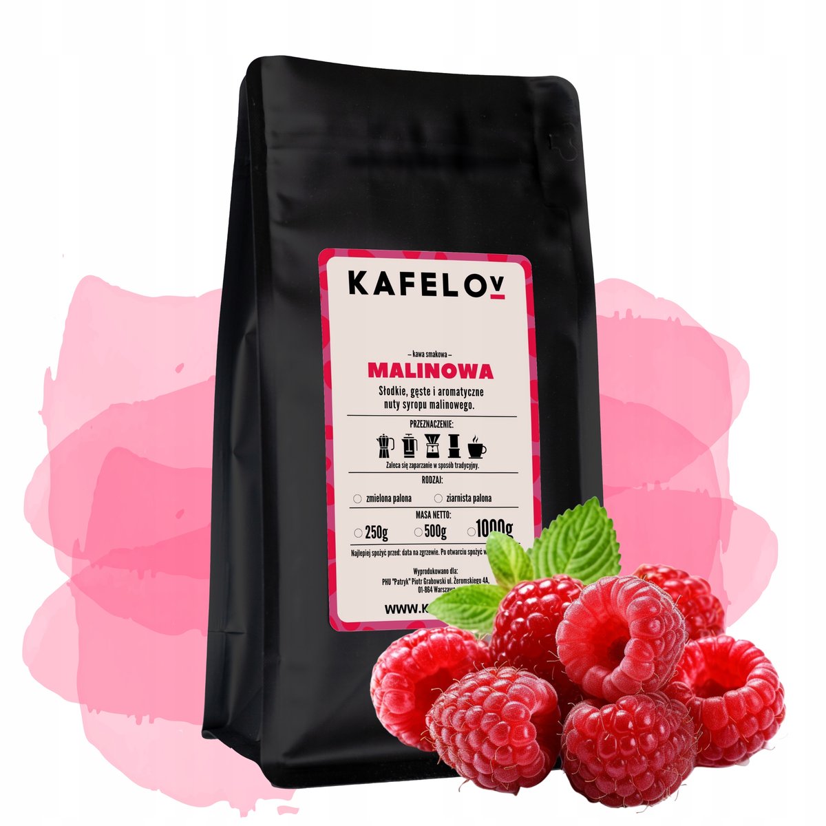Kawa Kafelov smakowa MALINOWA 500G ziarnista