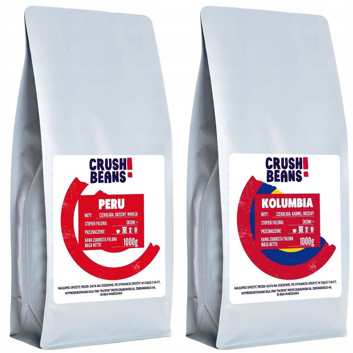 Kawa ziarnista Arabica 2kg PERU + KOLUMBIA zestaw