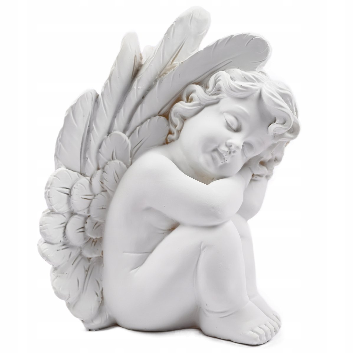 ANIOŁ STRÓŻ FIGURKA BIAŁA ŚPIĄCY ANIOŁEK DUŻY 20CM RZEŹBA DEKORACJA