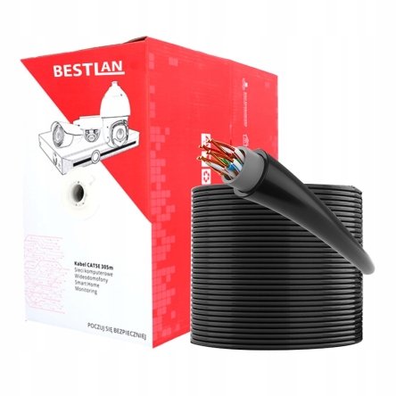 Kabel sieciowy Ethernet Skrętka komputerowa FTP CAT 5E DRUT CCA wewnętrzna 305m