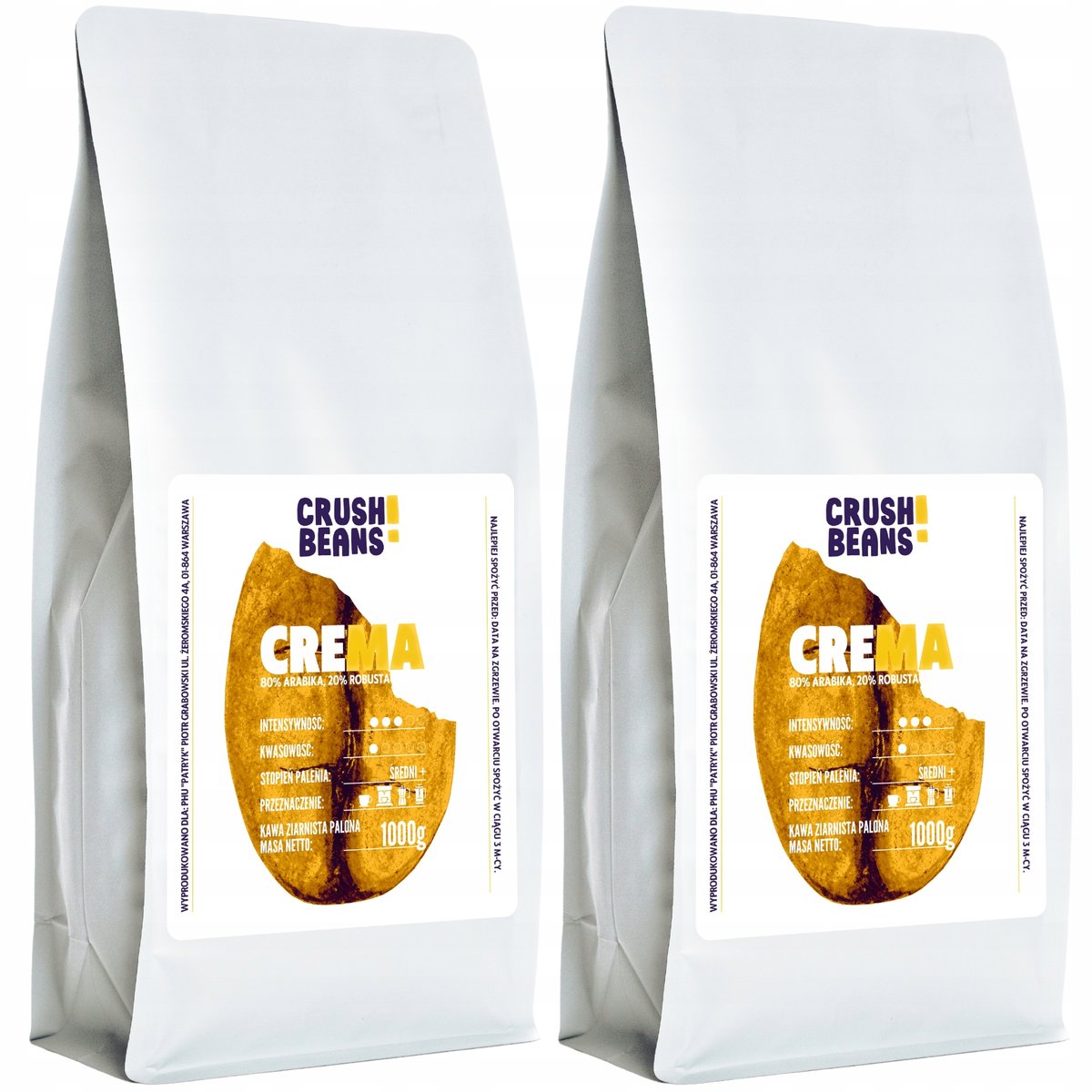 Kawa ziarnista 2kg CREMA Crush Beans ZESTAW