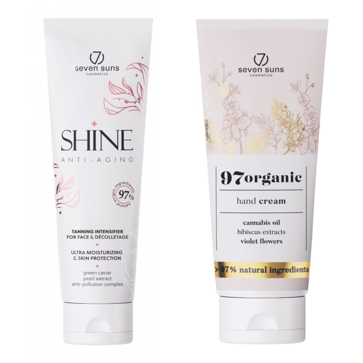 7suns Shine 50x Przyspieszacz Do Opalania Twarzy 75ml + Krem Do Rąk 75ml