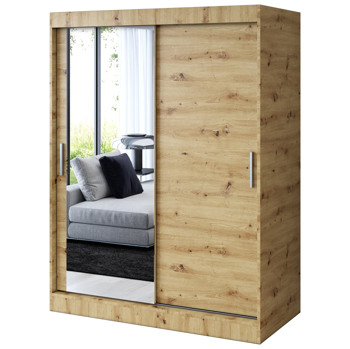 Szafa przesuwna 1 x Lustro 150x200 Sofia , Dąb Sonoma