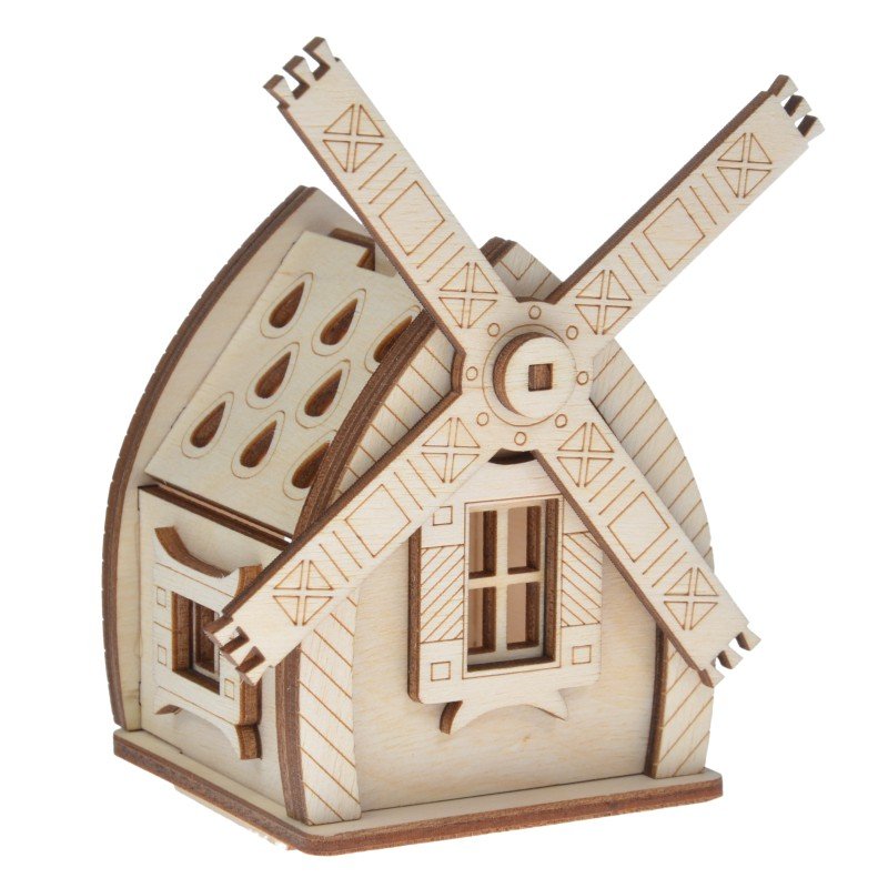 Drewniany domek na świeczkę LED N12 Płyta HDF nie czyszczona Bazarek-Deco