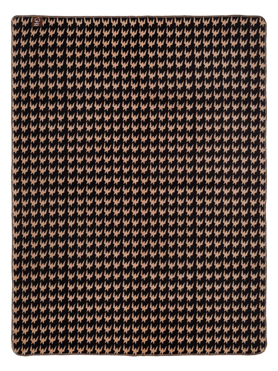 Koc bawełniano-akrylowy 150x200 beżowy czarny w pepitkę