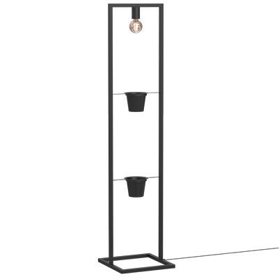 Lampa stojąca podłogowa czarna dwa kwietniki 1xE27 15W Flores Luminex