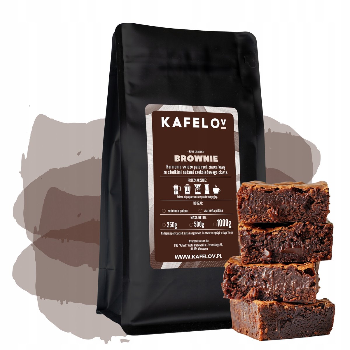 Kawa ziarnista smakowa BROWNIE 250 g świeżo palona arabika