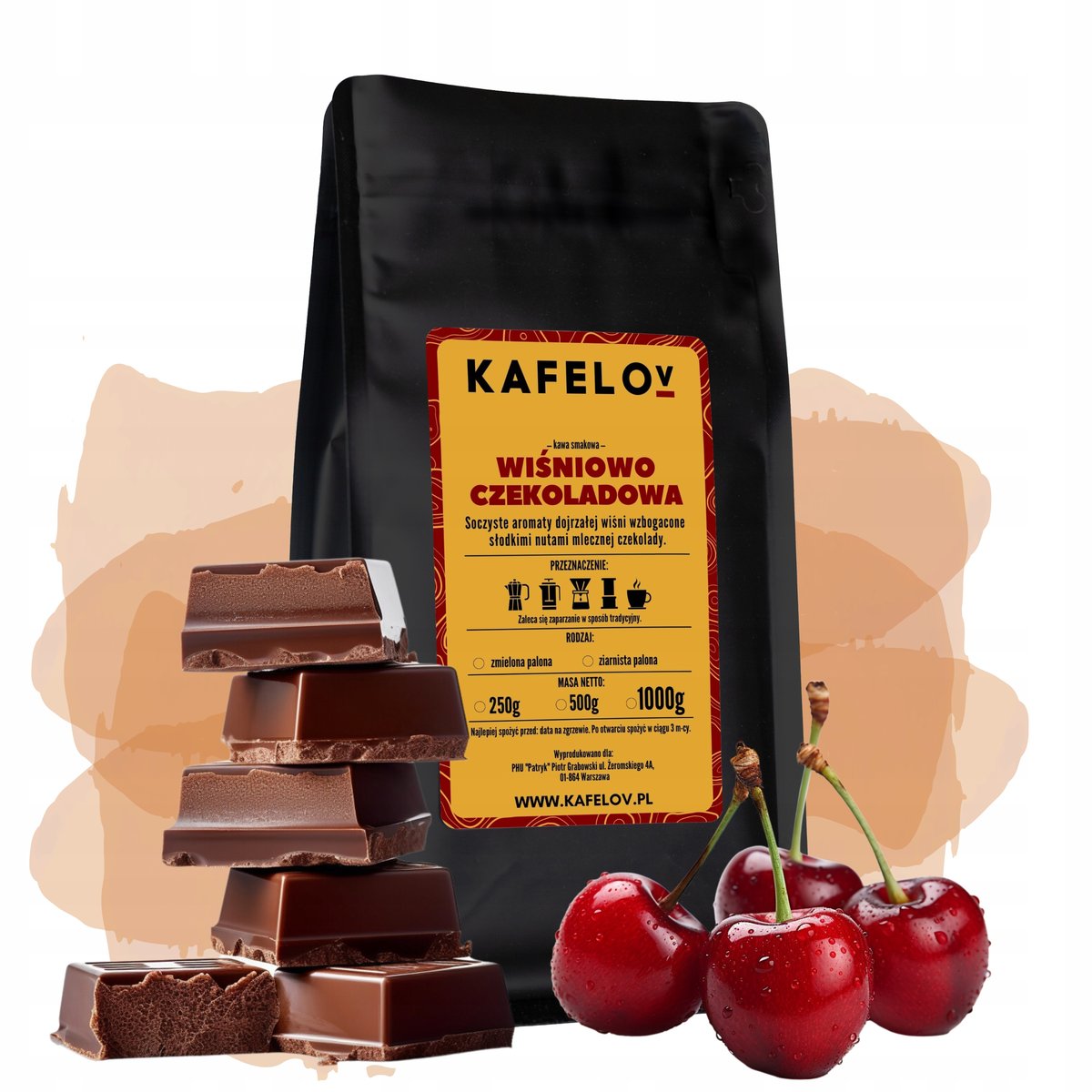 Kawa Kafelov WIŚNIOWO CZEKOLADOWA 1000g ziarnista