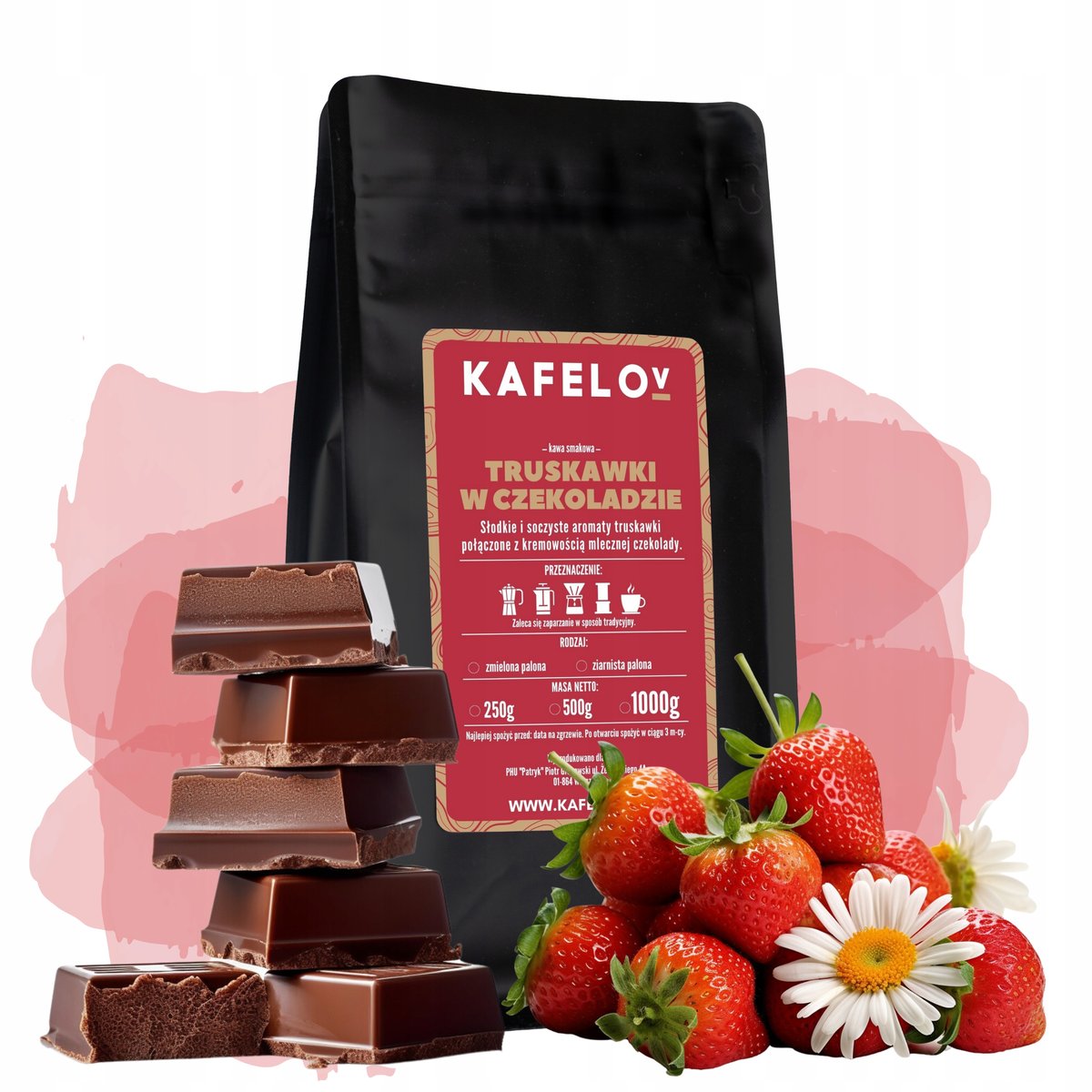Kawa Kafelov TRUSKAWKI W CZEKOLADZIE 500g ziarno