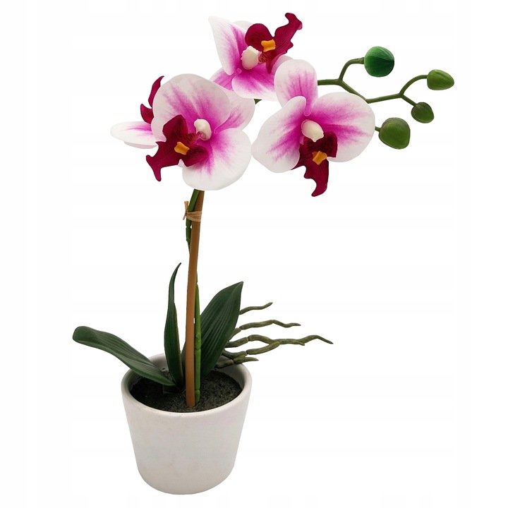 Sztuczny storczyk w doniczce różowy orchidea kompozycja dekoracja 35 cm