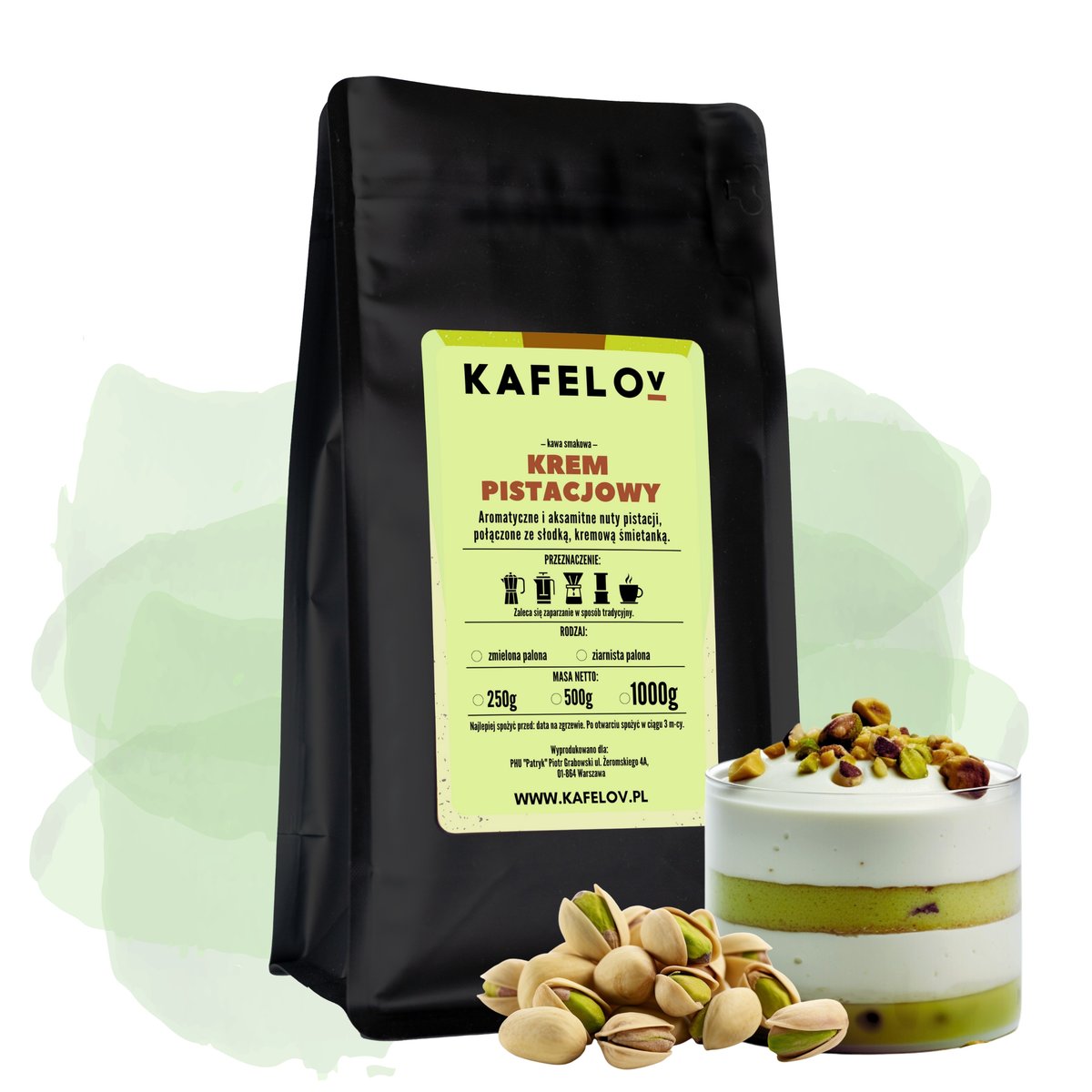 Kawa ziarnista smakowa 1 kg Krem Pistacjowy arabika świeżo palona