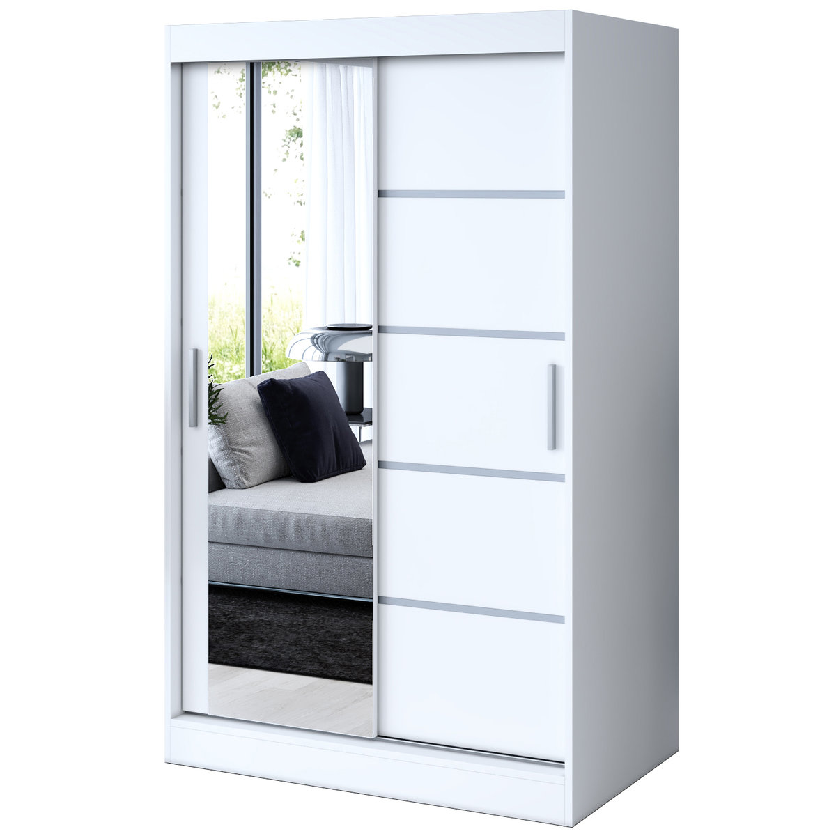 Szafa przesuwna 1 x lustro 120x200 Ralf , Biały mat