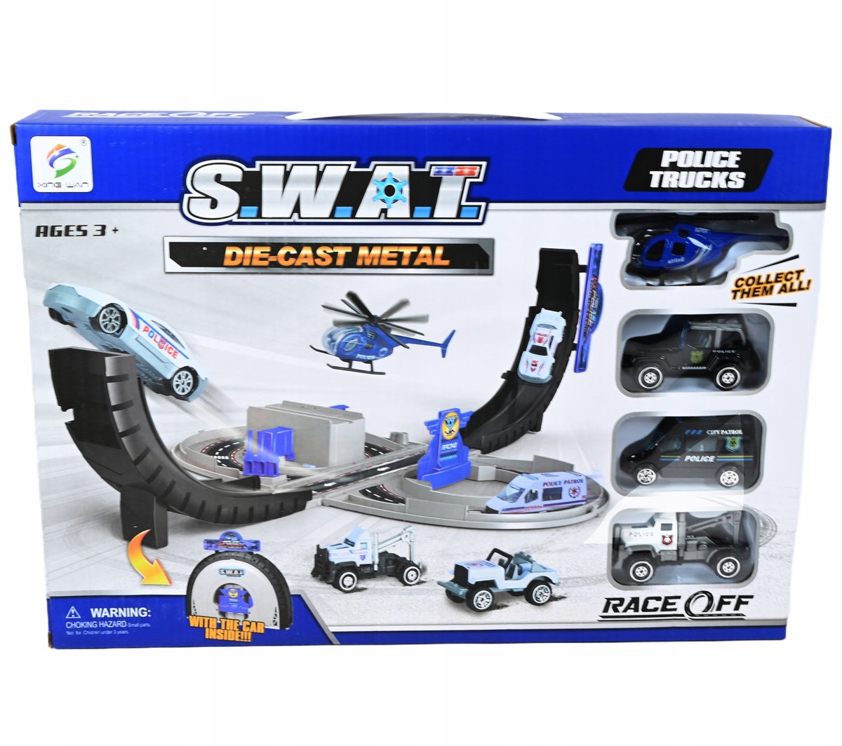 POLICYJNY TOR KASKADERSKI ZESTAW SAMOCHODÓW POLICJA 4SZT