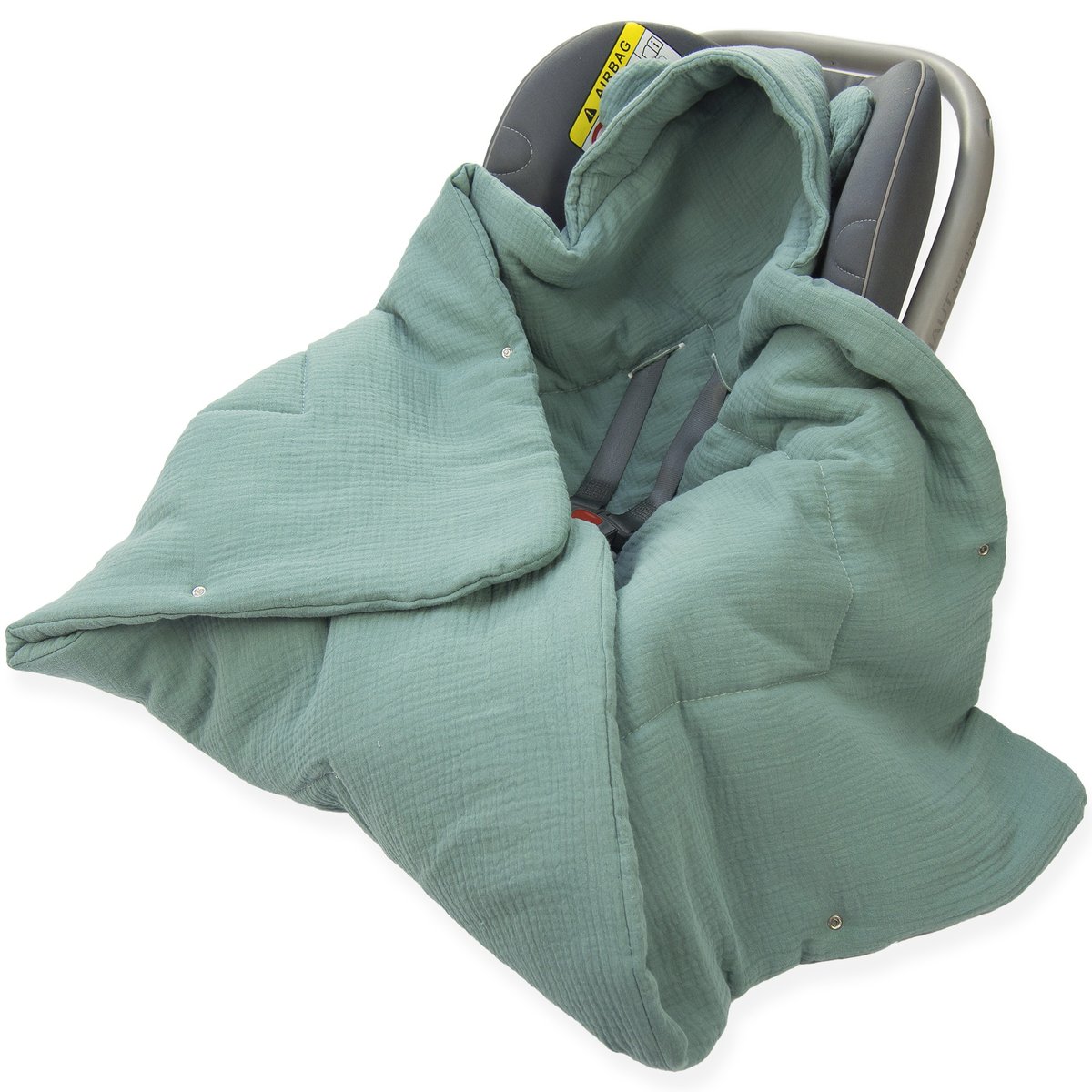 OTULACZ DO FOTELIKA NOSIDEŁKA MUŚLINOWY Z KAPTURKIEM KOCYK Kerstin