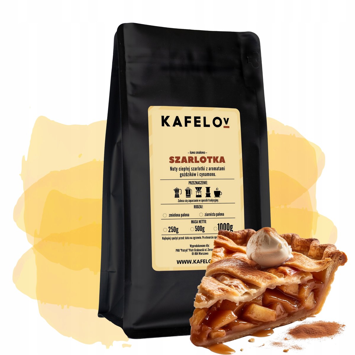 Kawa Kafelov smakowa SZARLOTKA 1000G ziarnista