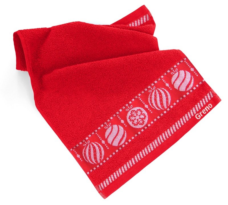 Ręcznik świąteczny do rąk Xmas mess bombki 30x50 czerwony