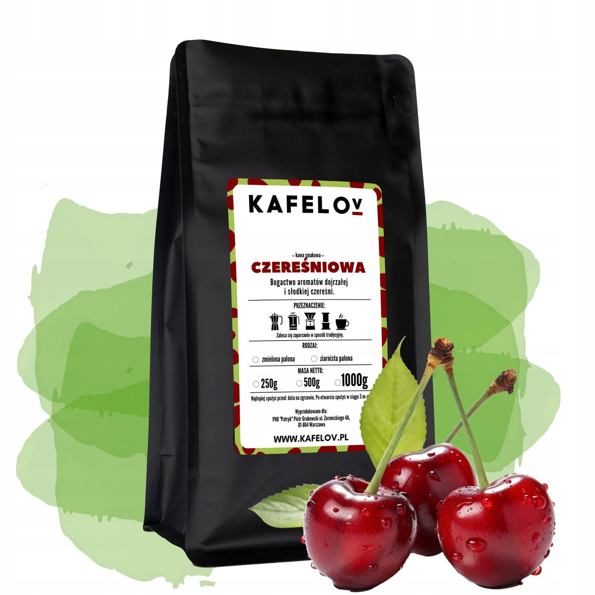 Kawa Kafelov smakowa CZEREŚNIOWA 1000g ziarnista