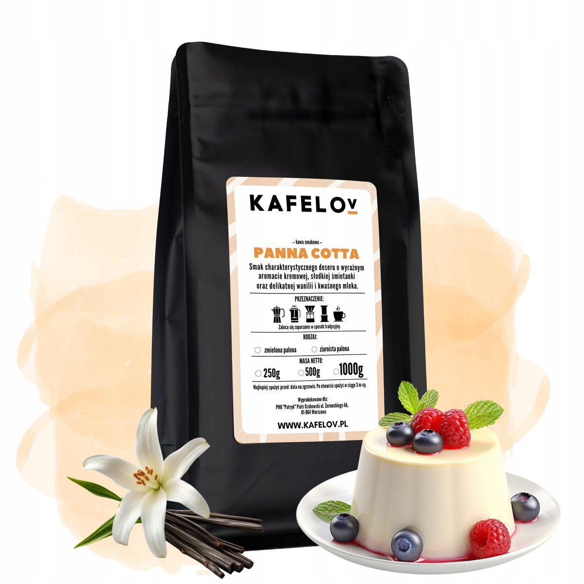 Kawa smakowa ziarnista 500g PANNA COTTA Kafelov