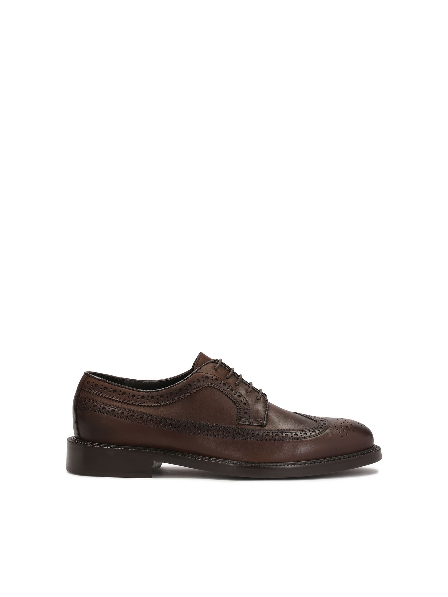 Eleganckie brązowe skórzane buty męskie typu brogue - 40