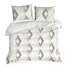 Eurofirany Pościel satynowa 220x200 Spring 35 biała żółta czarna geometria NEW24