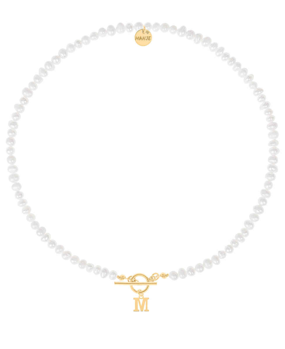 Naszyjnik z pereł z pozłacaną literką 40 cm G