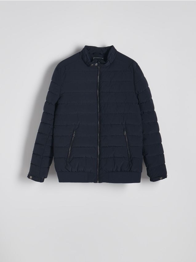 Reserved - Pikowana kurtka ze stójką - granatowy