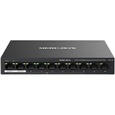 Switch MERCUSYS MS110P Fast Ethernet, 10 portów, Funkcja PoE+ MS110P