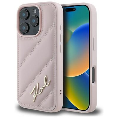 Karl Lagerfeld Quilted Signature do iPhone 16 Pro Max różowy