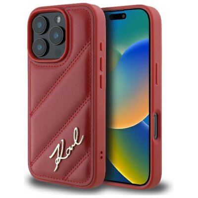Karl Lagerfeld Quilted Signature do iPhone 16 Pro Max czerwony