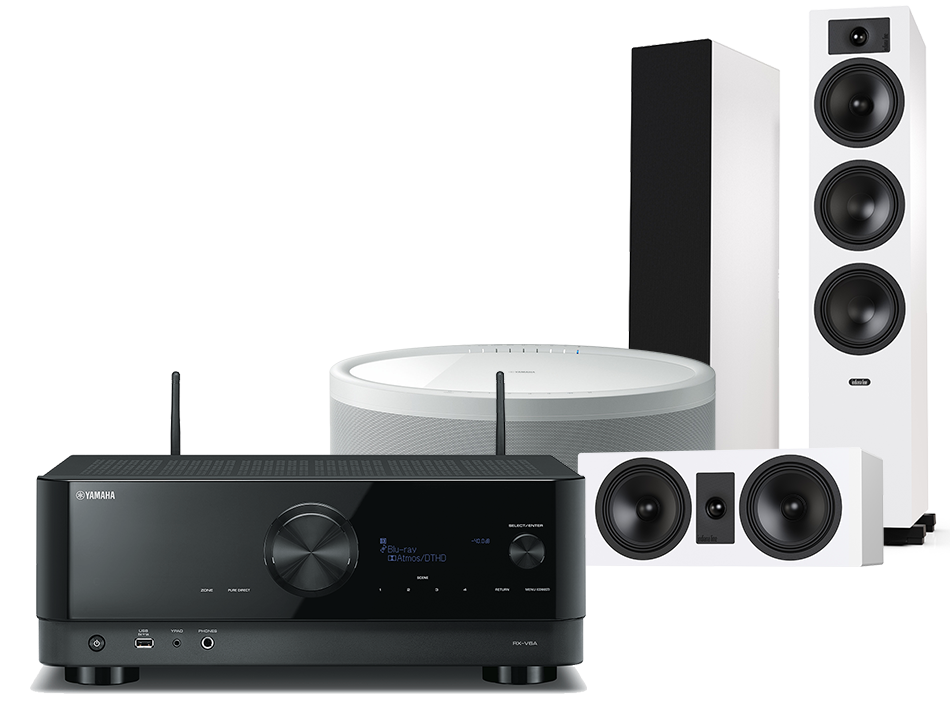 Yamaha RX-V6A (czarny) + Tesi 6 + 7 + MusicCast 50 (biały)