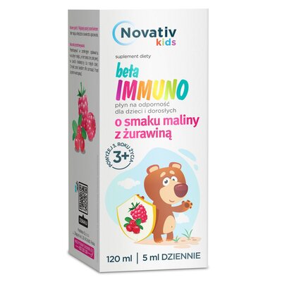 Kompleks witamin NOVATIV Kids Beta immuno Malina z żurawiną (120 ml)