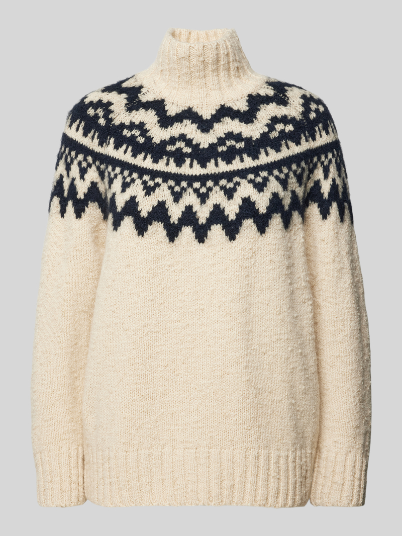 Sweter z dzianiny ze stójką model ‘FAIR ISLE’