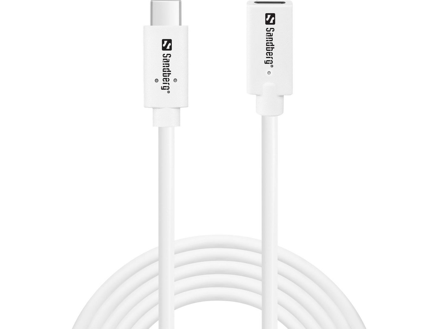 Sandberg USB-C>C M-F USB 3.1 100W, 2M kabel USB USB 3.2 Gen 2 (3.1 Gen 2) USB C Biały