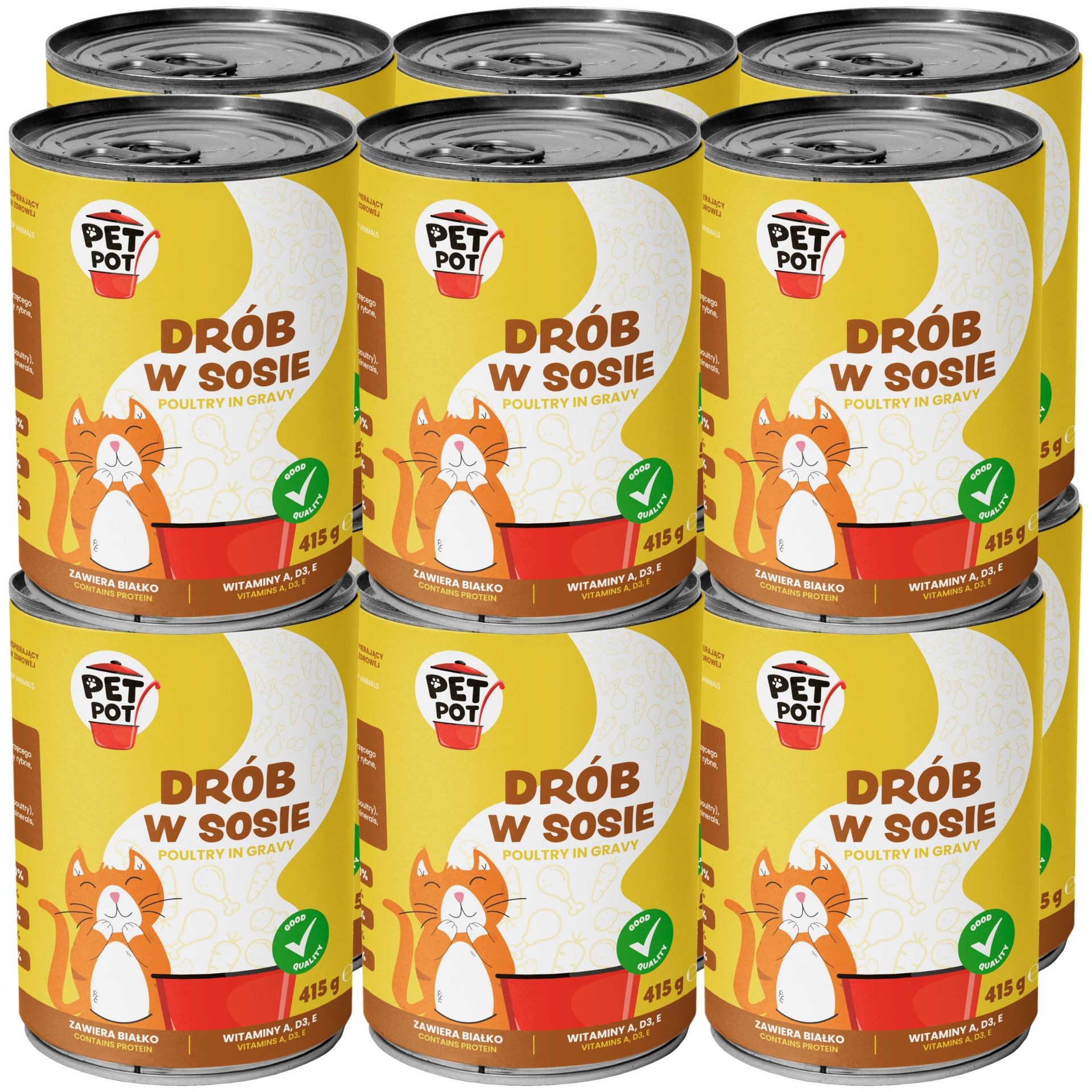 PetPot Karma mokra dla dorosłego kota Drób w sosie 12x415g