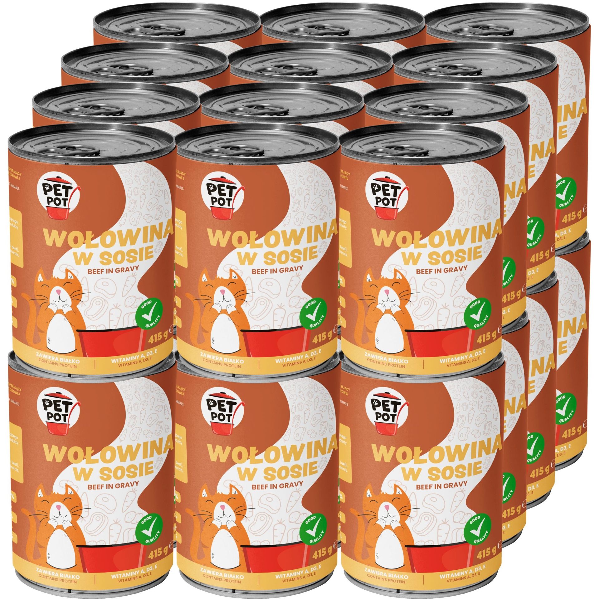 PetPot Karma mokra dla dorosłego kota Wołowina w sosie 24x415g