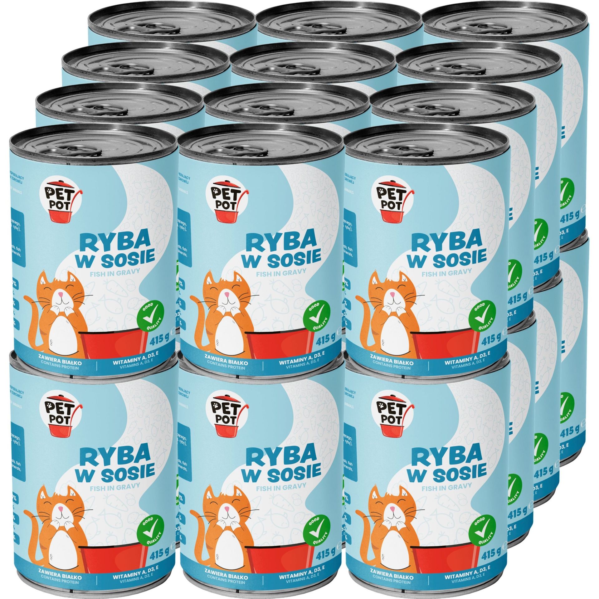 PetPot Karma mokra dla dorosłego kota Ryba w sosie 24x415g
