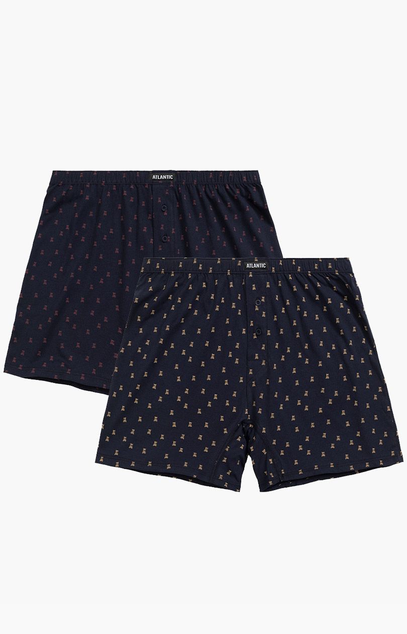 2-pack bokserki męskie luźne 2MBX-063-GRA/GRA, Kolor multicolour, Rozmiar L, ATLANTIC - Intymna