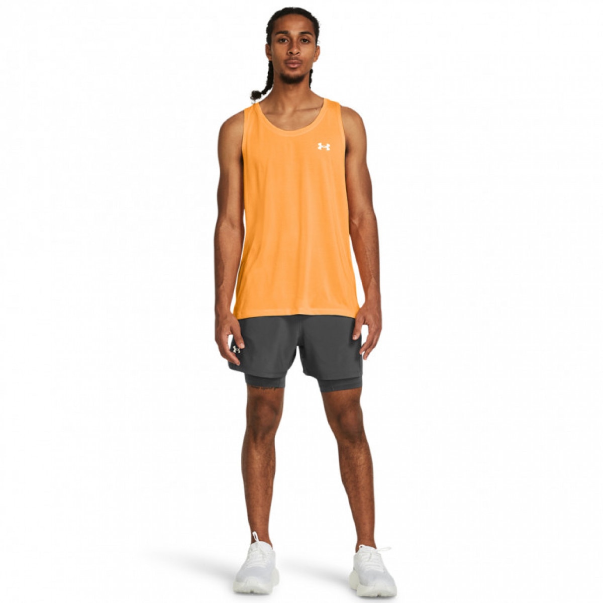 Męskie spodenki do biegania Under Armour UA Launch 5\'\' 2-in-1 Short - szare - UNDER ARMOUR