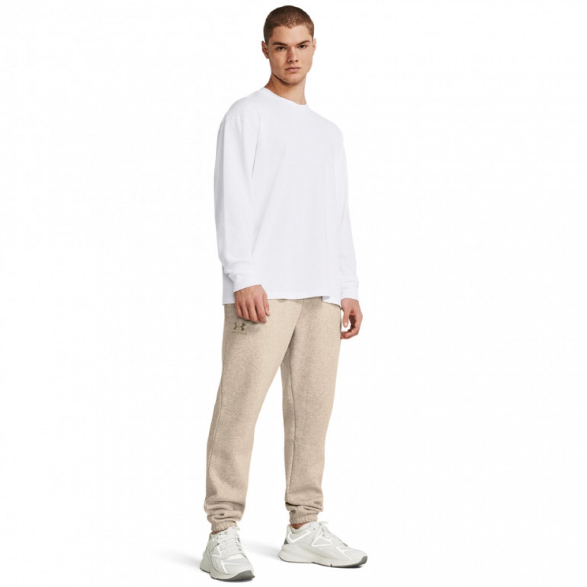 Meskie spodnie dresowe Under Armour UA Icon Fleece Jogger - beżowe - UNDER ARMOUR