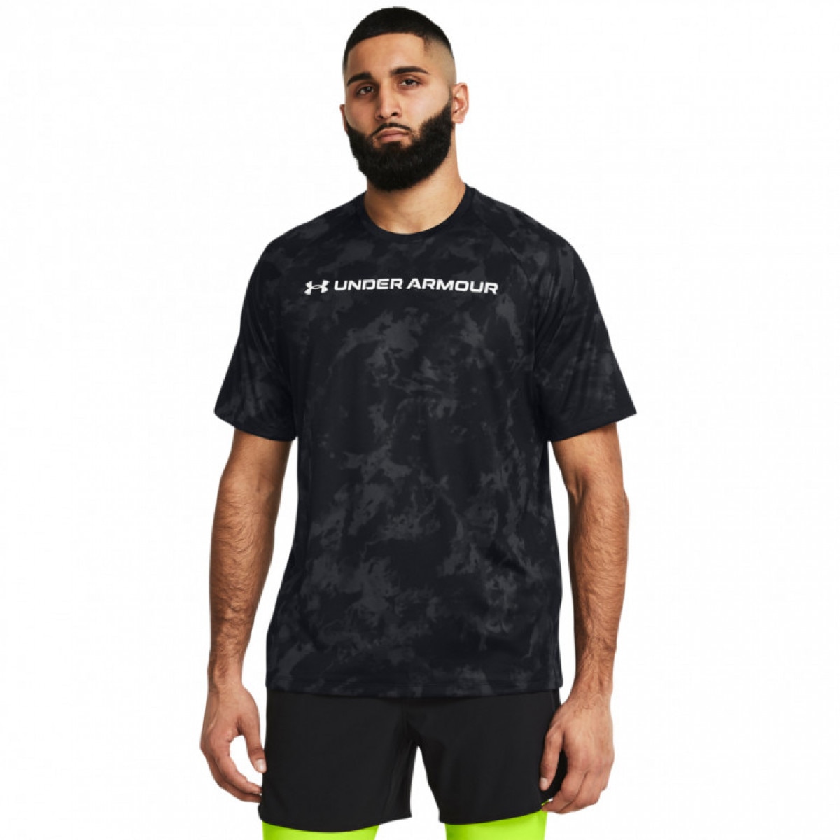 Męska koszulka treningowa Under Armour UA Tech Abc Camo Ss - czarna - UNDER ARMOUR