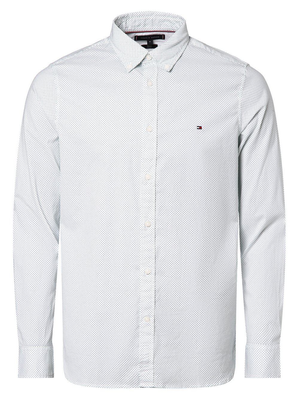 Tommy Hilfiger Koszula męska Mężczyźni Slim Fit Bawełna biały|zielony wzorzysty, M