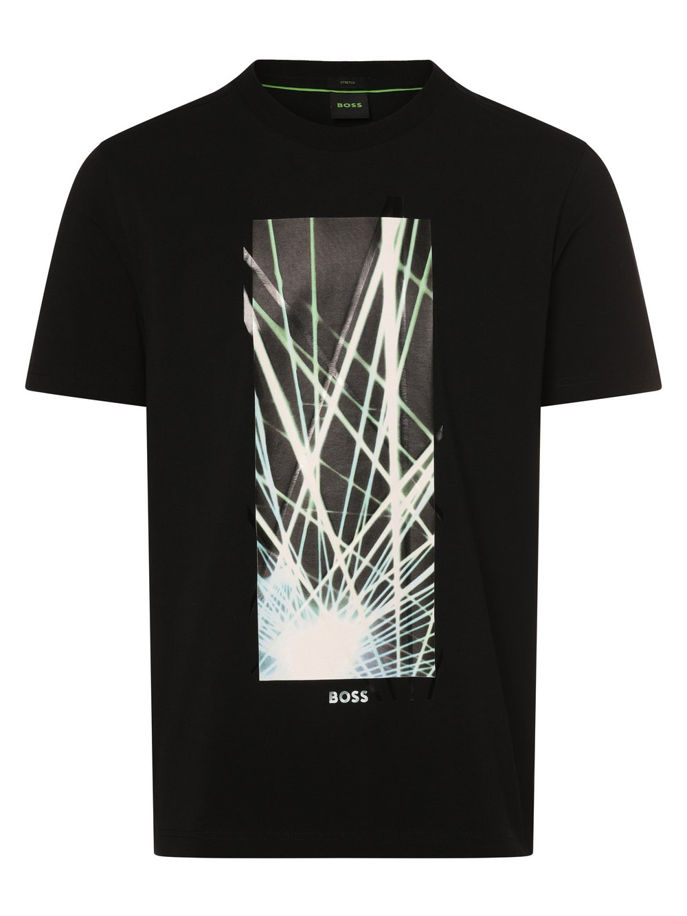 BOSS Green Koszulka męska - Tee 6 Mężczyźni Bawełna czarny nadruk, XL