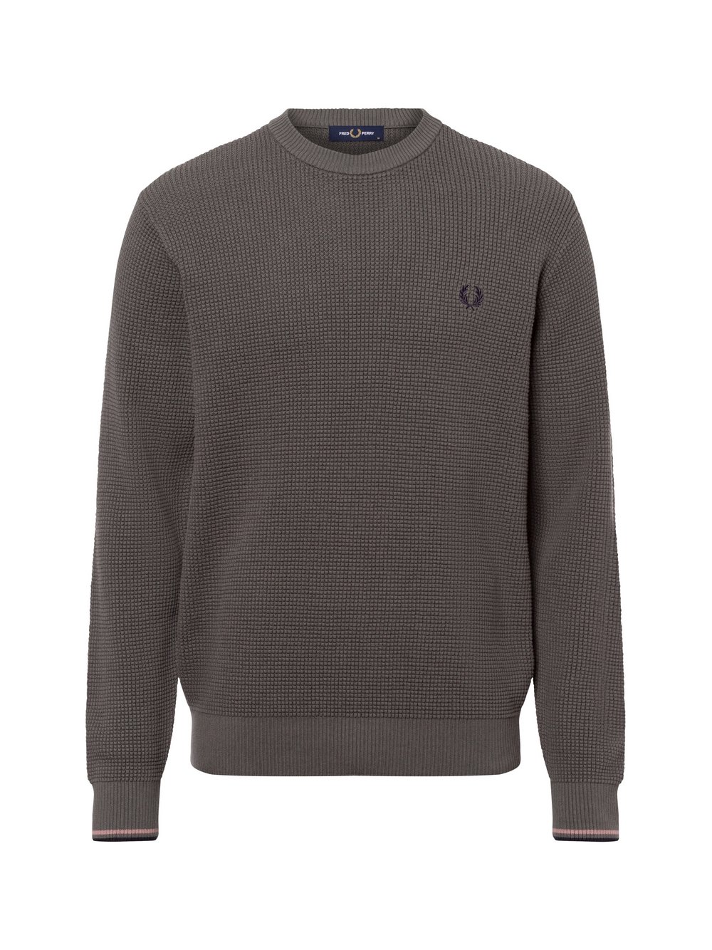 Fred Perry Sweter męski Mężczyźni Bawełna szary jednolity, S